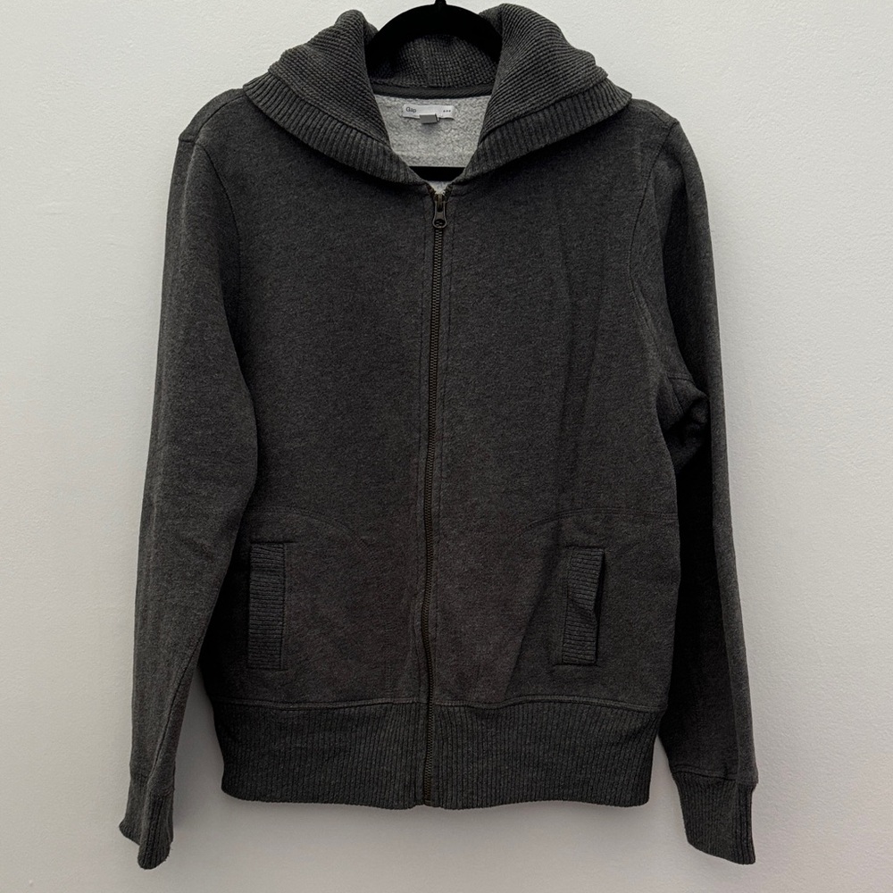 Women’s GAP Charcoal Gray Full Zipper Textured Hoodie